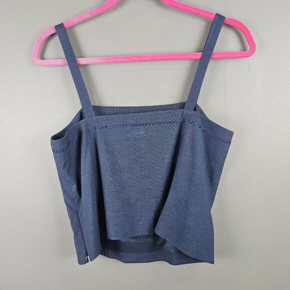 Vintage Ann Taylor Blue Corset Inspired Chic Minimalist Coastal Top Y2k Size 6 - Picture 7 of 8